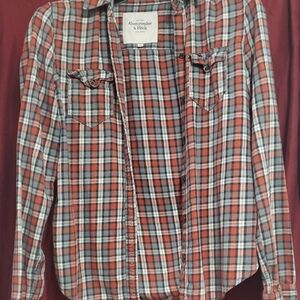 Abercrombie & Fitch Red and Blue Plaid Flannel